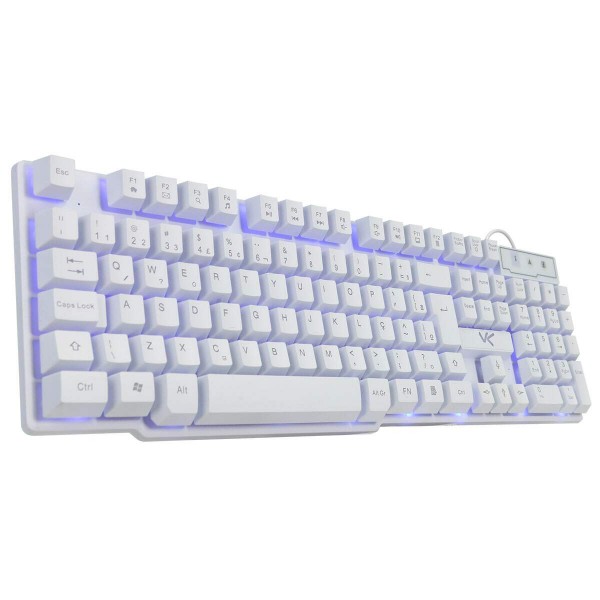 Teclado Gamer Vx Gaming Hydra Branco Abnt2 Multimídia Com Led Azul Sensacao Mecanica Usb 1.8m - Gth100ba